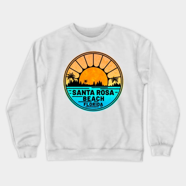 Santa Rosa Beach Florida Palms Panhandle Emerald Coast 30A Crewneck Sweatshirt by TravelTime